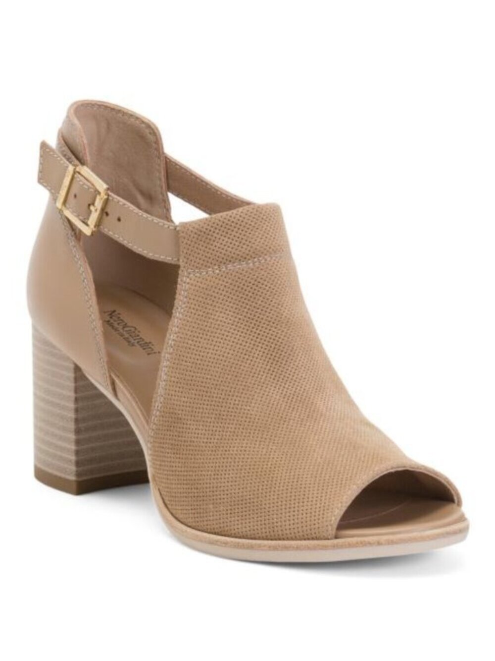NEROGIARDINI Made In Italy Leather Peep Toe Heeled Sandals